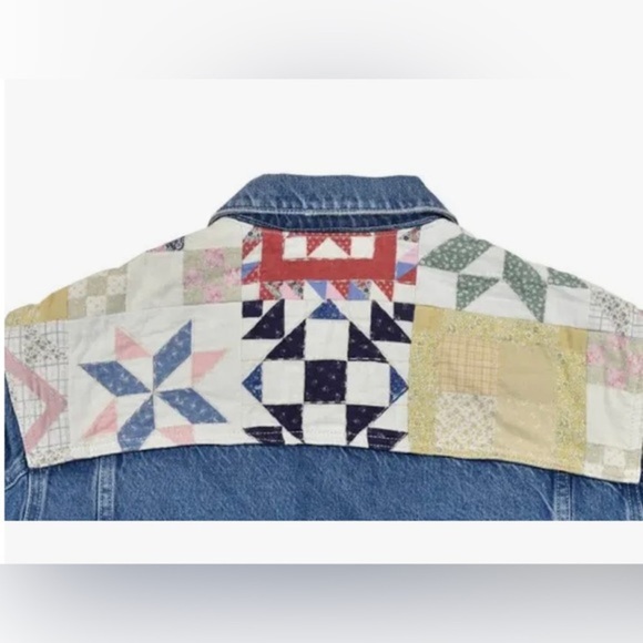 Polo Ralph Lauren Quilted Patchwork Denim Trucker jeans aztec Jacket size Small - Picture 2 of 6